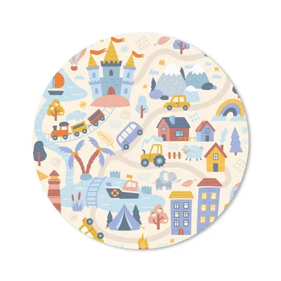 Produktbild von MuchoWow® Mauspad Mousepad Kinder - Auto - Schloss - Straßen 40x40 cm - Mousepads - Maus Mat - Pad - Mausunterlage - Schreibtisch Accessoires