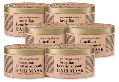 Imagen del producto de 6 mascarillas para el cabello OGX Brazilian Keratin Smooth - Repara y aporta brillo - 300 ml - Paquete económico - 6 unidades