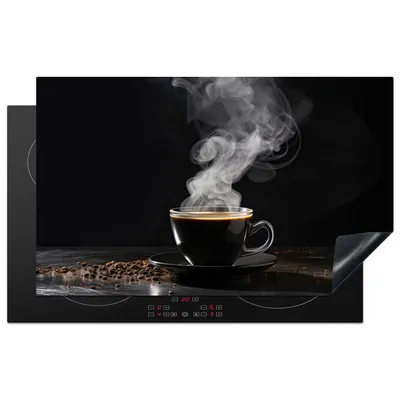Obrázek produktu pro KitchenYeah® Kryt varné desky černý - káva, 83x51cm, dekorace do kuchyně, keramický kryt varné desky, kryt varné desky