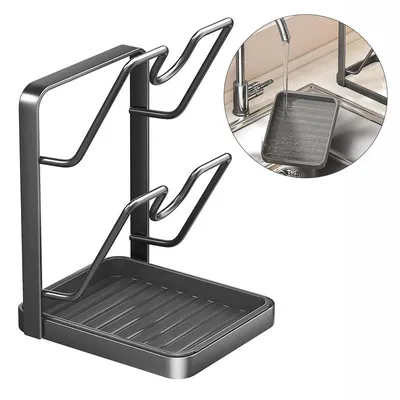 Produktbild von Topfdeckel-Organizer, Topfdeckelhalter, 2-in-1-Design für Zwei Topfdeckel Deckelhalter,Küchenarbeitsplatten, Küchendeckelregal