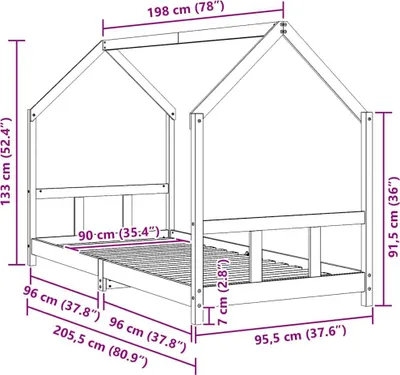 Immagine prodotto di vidaXL Letto per bambini 90x200 cm in legno di pino massiccio
