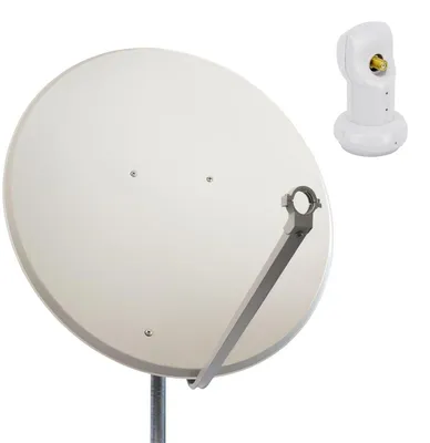 Produktbild von PremiumX SAT Anlage 100cm Satellitenschüssel Stahl Hellgrau Single LNB