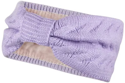 Produktbild von Stirnband gefüttertes Damen Strick Haarband, Mädchen Ohrenwärmer mit Schleife, warmes Fleece Innenfutter Rosa