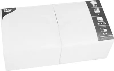 Produktbild von 24000 Servietten, 3-lagig 1/4-Falz 33 cm x 33 cm weiss