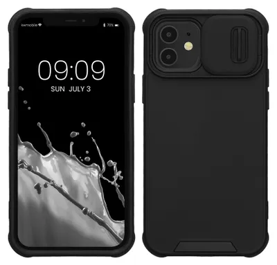 Produktbild von kwmobile Handyhülle kompatibel mit Apple iPhone 12 - Hardcase mit Kameraschutz - Bumper in Schwarz