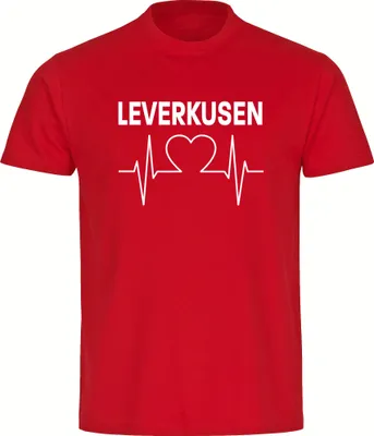 Produktbild von multifanshop Herren T-Shirt - Leverkusen - Herzschlag, rot, Größe L