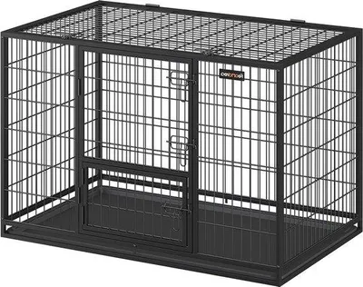 Zdjęcie produktu dla Klatka dla psa - Wybieg dla psa - Ogrodek dla psa - Bezpieczne schronienie dla zwierzęcia - Konstrukcja z podwójnymi drzwiami - 122 x 745 x 805 cm - Czarny