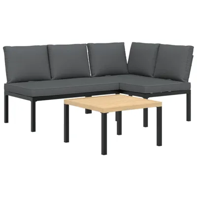Obrázek produktu pro 3dílná zahradní sedací souprava s poduškami černá hliník