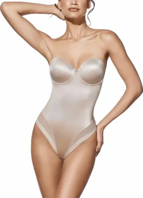 Produktbild von Selene Damen attraktiver Shapingbody Trägerlos mit gepolsterten Cups in großer Größenauswahl, Beige, Gr. 90C