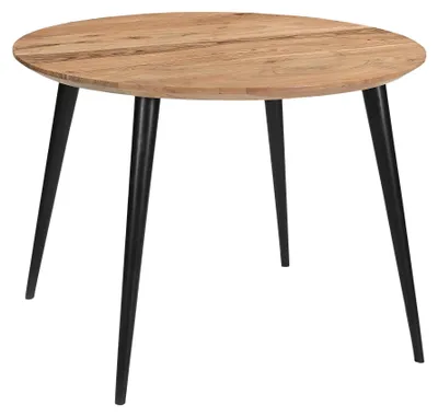 Produktbild von Esstisch Massivholz rund, 105 cm Durchmesser, Schweizer Kante, Akazie massiv naturfarben, Vierfuß-Gestell, KIMBERLY
