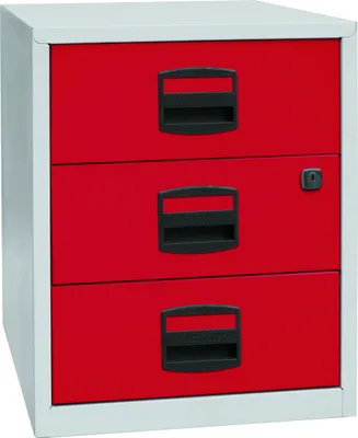Produktbild von Bisley Home Beistellschrank auf Rollen Home Office - Farbe: Lichtgrau/Kardinalrot