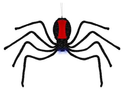 Produktbild von Sich abseilende Spinne mit Leuchtaugen Halloween Animatronic 58 cm