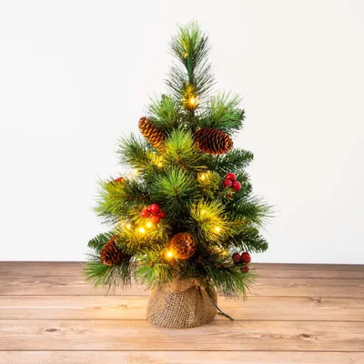 Produktbild von Weihnachtsartikel - LED-Weihnachtsbaum mit Beeren und Tannenzapfen - h: 45cm