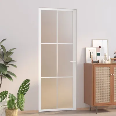 Produktbild von Drzwi wewnętrzne 76x201,5 cm białe matowe szkło i aluminium
