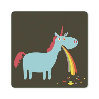 Produktbild von MuchoWow® Mauspad Mousepad Eine Illustration eines Einhorns, das sich erbricht - Mädchen - Kinder - Kinder 20x20 cm - Mousepads - Maus Mat - Pad - Mausunterlage - Desk Mat - Bureauartikeln
