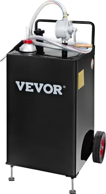 Immagine prodotto di VEVOR 30 galloni, serbatoio di stoccaggio del carburante con ruote, serbatoio portatile con pompa di trasferimento manuale, serbatoio di benzina-diesel per auto, tosaerba, veicoli fuoristrada, imbarcazioni