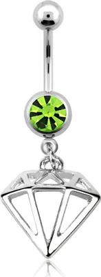 Produktbild von Bauchnabelpiercing Diamant Diamond Zirkonia Kristall Autiga® silber-grün