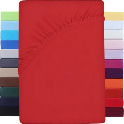 Produktbild von Jersey Spannbettlaken Wasserbett Boxspringbett 180-200x220cm Rot
