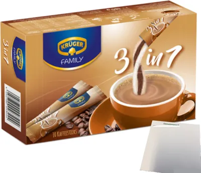 Produktbild von Krüger Family Kaffee-Sticks 3in1 (180g Packung) + usy Block