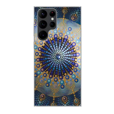 Produktbild von MuchoWow® Handyhülle Schutzhülle Hülle für Samsung Galaxy S22 Ultra Kreis - Mandala - Blau - Gelb Silikon Softcase Handy Hülle - Abbildung