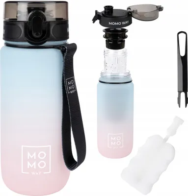 Immagine prodotto di Borraccia Momo Way con scala graduata Tritan senza BPA 600 ml con contenitore per la frutta