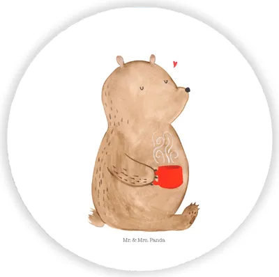 Produktbild von Mr. & Mrs. Panda magnet Bär Kaffee - Weiß - Geschenk, pinnwand, für pinwand, kühlschrank, Motivation, Kühlschrankmagnet, Teddy, Bären, Runder, Coffee, Guten Morgen