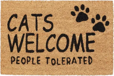 Immagine prodotto di Zerbino Relaxdays in cocco, Cats Welcome, 40 x 60 cm, zerbino per interni ed esterni, antiscivolo, naturale/nero