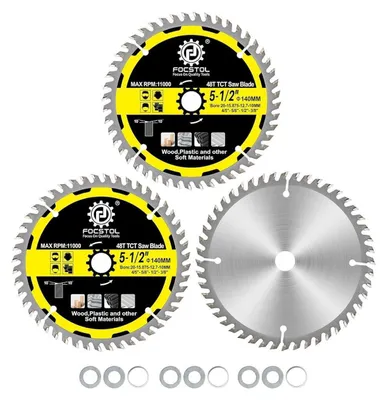 Immagine prodotto di Disco circolare per legno, 140mm x 20mm, 48 denti, confezione da 3 pezzi, adatto per compensato, truciolare e materiali plastici