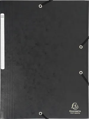 Produktbild von Exacompta 25x Sammelmappe +Gummizug 3 Klappen Karton 425g A4 MAXI Schwarz 17116H