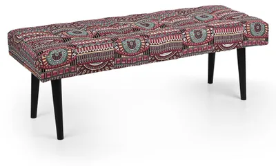 Produktbild von MG Design Gepolsterte Sitzbank 45 x 120 cm - Polsterbank mit Buntem Ethno-Muster, Sitzbank Schlafzimmer Wohnzimmer Flur, Holzbeine