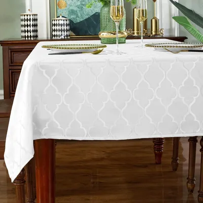 Tischdecke Jacquard Blumenmuster 152x213 cm Polyester