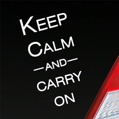 Produktbild von Auto Aufkleber Keep calm and carry on Tuning 15x7,5 cm Weiss Matt Sticker Heckscheibenaufkleber