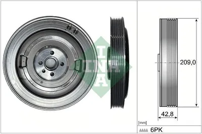 Produktbild von INA 544 0514 10 Riemenscheibe Kurbelwelle für AUDI A4 B9 Avant (8W5, 8WD) 209mm