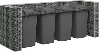 Image de vidaXL Mur en gabion pour poubelles Acier galvanisé 320×100×120 cm