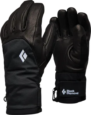 Schwarze Skihandschuhe "Women"s Legend Gloves" von Black Diamond mit Leder- und Stoffelementen.