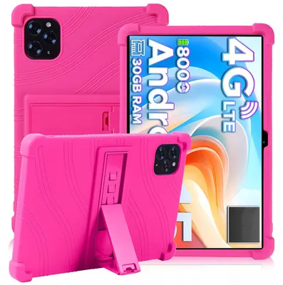 Produktbild von Tablet Hülle für Doogee Tab G6 11,0", Stoßfeste Weiches Silikon Schutzhülle mit Standfunktion Rosa