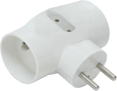Zdjęcie produktu dla Rozgałęźnik podwójny z uziemieniem do gniazd elektrycznych
