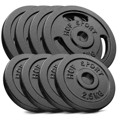 Produktbild von Hop-Sport 30kg Hantelscheiben-Set 4x2,5+4x5 kg 30/31mm Gripper Gusseisen Gewichte Hanteln
