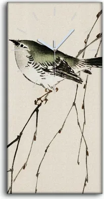 Produktbild von Leinwand Uhr Küche Wohnzimmer Bild 30x60 Malerei Asiatische Zweige Tier Vogel - weiße Hände