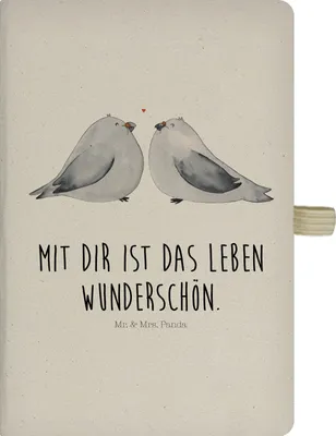 Produktbild von Mr. & Mrs. Panda notizbuch Turteltauben Liebe - Transparent - Geschenk, Skizzenbuch, Journal, Hochzeitstag, Freundin, Kladde, glücklich, Verliebt, Liebesbeweis, Tagebuch