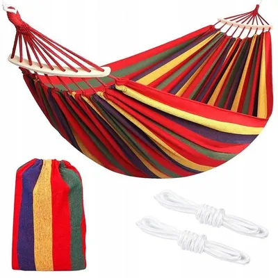 Zdjęcie produktu dla Hamak jednoosobowy 190x80cm z drążkiem 40 cm