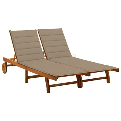 Produktbild von 2 Personen Sonnenliege aus Akazie mit Auflage in Beige