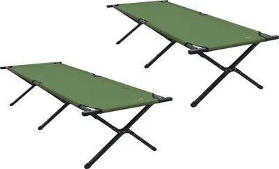 Immagine prodotto di vidaXL Lettino pieghevole per campeggio 2 pezzi Verde 210 x 80 x 46 cm