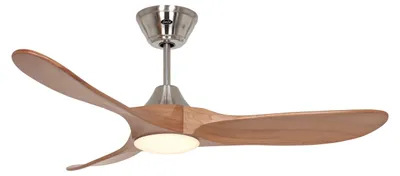 Immagine prodotto di Ventilatore da soffitto a risparmio energetico con luce LED e telecomando Eco Genuino-L 122 cm Cromo opaco / Rovere medio