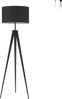 Produktbild von Stehlampe Dreibein aus Metall mit Stoffschirm Ibis - Schwarz
