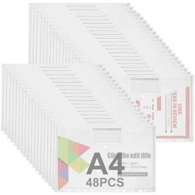 Immagine prodotto di Elzusha - Set di 48 raccoglitori trasparenti A4 con chiusura a pressione