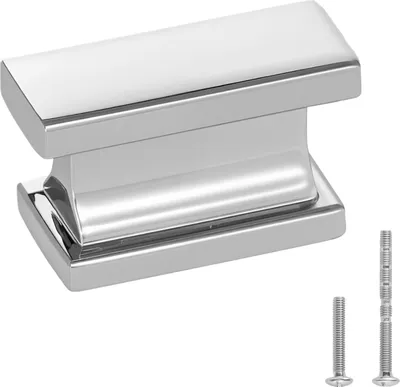 Image de VEVOR Bouton de Meuble, Lot de 10, Poignée de Placard, 3,6 cm, en Alliage de Zinc, Rectangulaire, avec Vis, Bouton pour Tiroirs, Portes, Commodes, Armoires, de Salle de Bain, Cuisine, Couleur Chrome