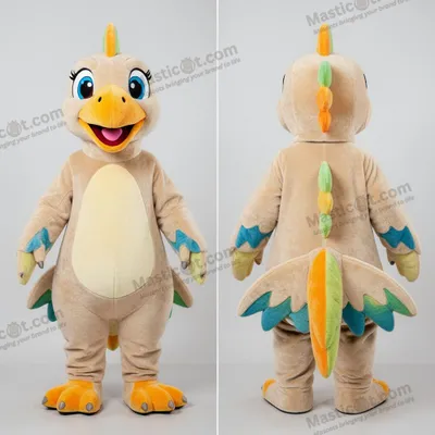Immagine prodotto di Costume da mascotte MASTICOT dinosauro Archeopterix beige con piume