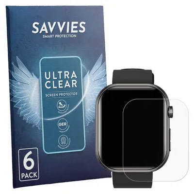 Produktbild von 6x Für Banlvs Smartwatch 1.96" Schutzfolie Savvies Displayschutz Display Schutz Folie Klar Transparent