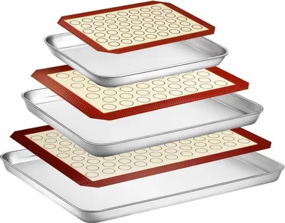 Produktbild von Wildone Backblech Set mit Silikonmatte, 6-teilig, Edelstahl, Hochwertige Qualität